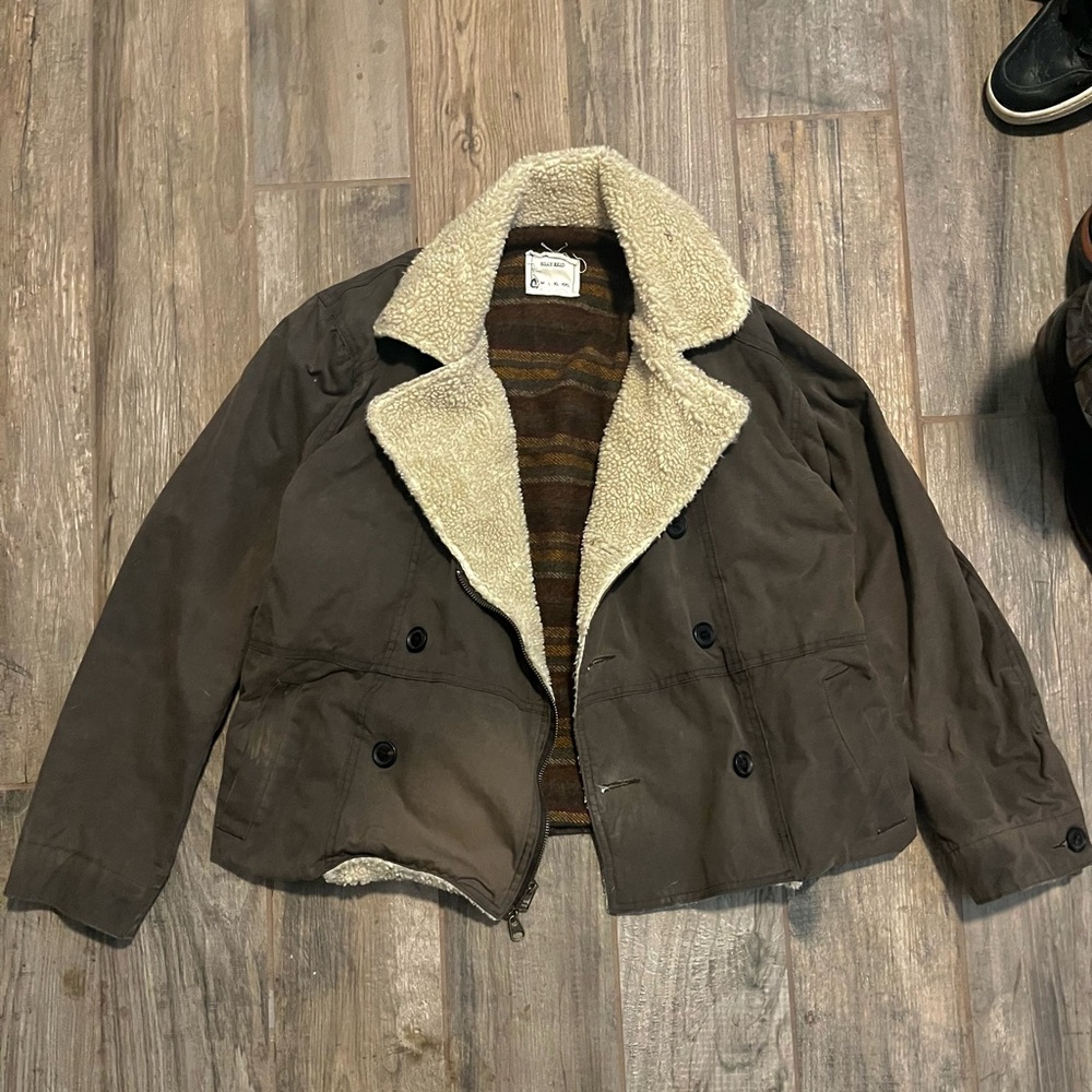 Vintage Billy Reid Dark Brown Sherpa-Lined Jacket